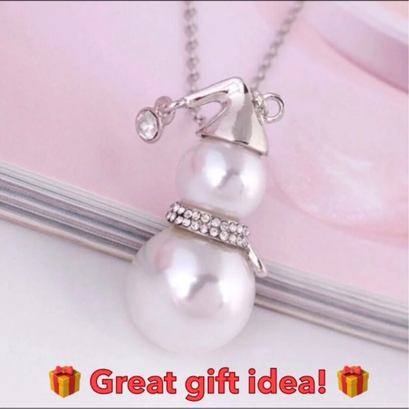 Simply Adorable Pearl Snowman Necklace - Picture 1 of 2